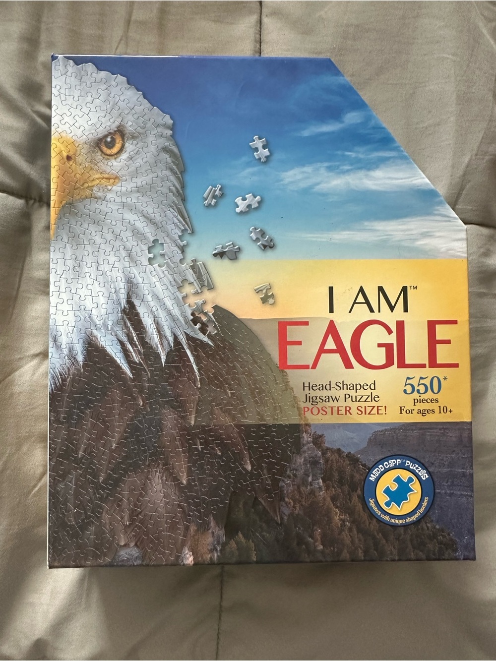 I AM EAGLE Head-Shaped Jigsaw Puzzle - White, Yellow, Blue Brand New